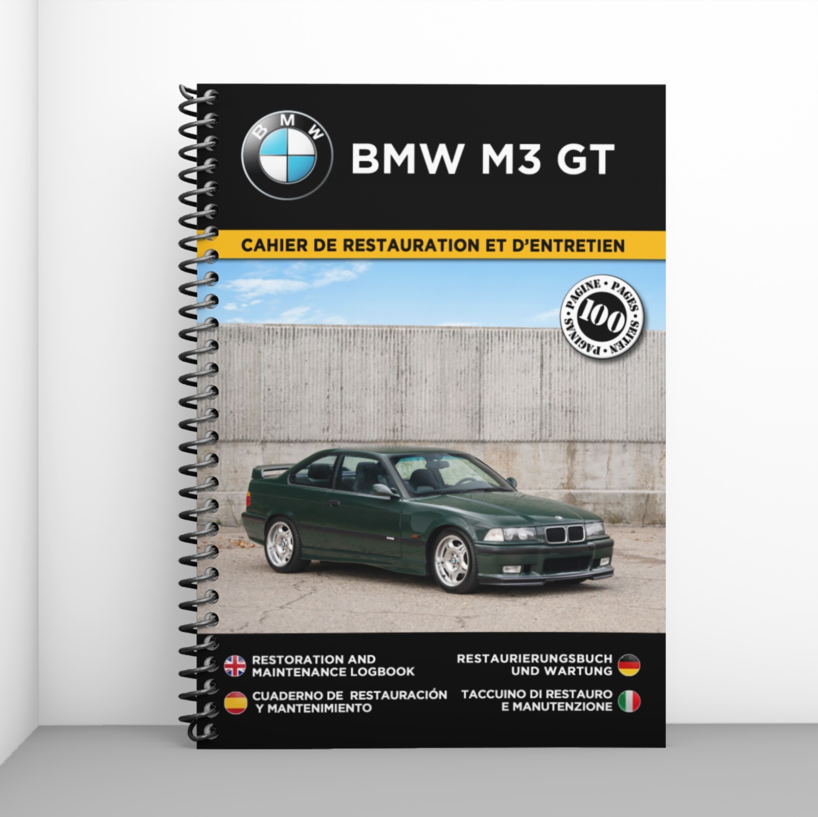 Cahier de restauration BMW M3 GT pour suivi entretien format A4 livre technique