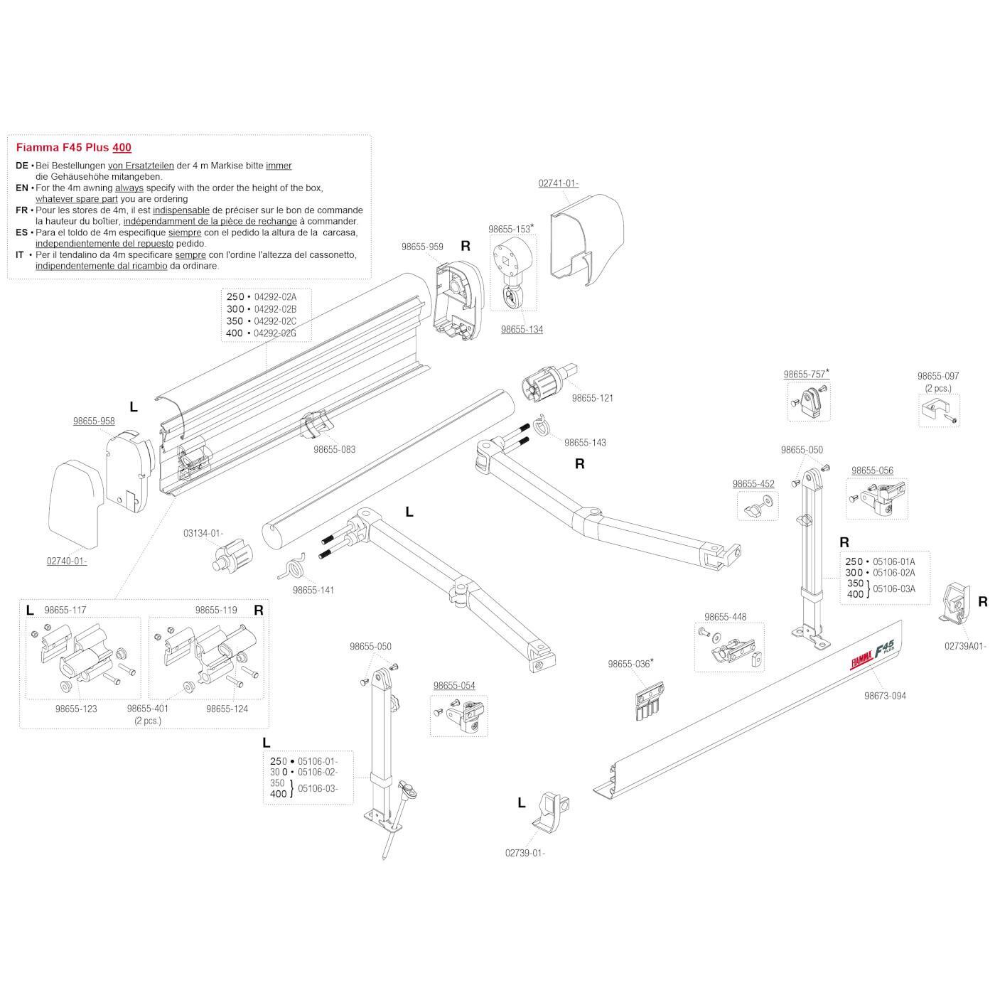 Kit Headset Fiamma Left SX F45 Plus For Motorhome Awning