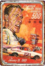 Riverside 500 Stock Auto Corsa All Metal Tin Insegna 8x12 Vintage Insegne