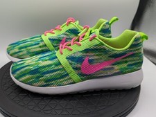 NIKE Rosherun Flight Weight Girls 6Y Sneakers 705486-101 Neon Multicolor Knit