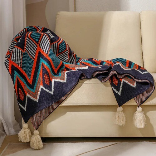 Bohemia Boho Cotton Blanket for Couch SofaCover All Season Decorative Dust Towel - Picture 23 of 28