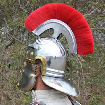 Roman Empire Centurion 20g Officer Helmet - Hand Forged 20 Gauge Overall 13.5''