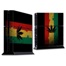 PS4 Playstation console skins decals wrap - Rasta Weed Pot Red Gold Green