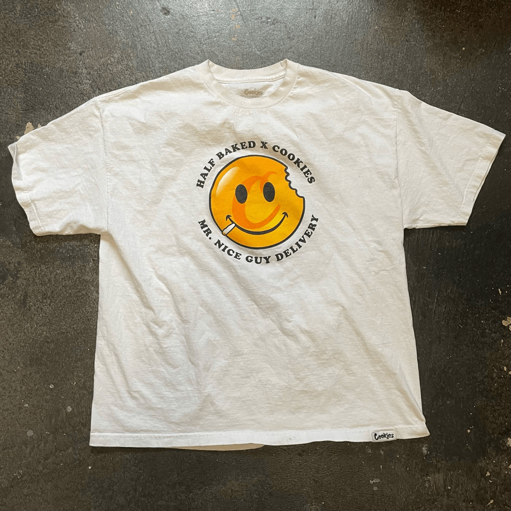RARE Cookies x Half Baked White Smiley Face TShirt S… Gem
