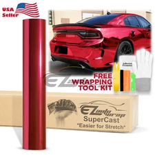 Supercast Chrome Rose Red Car Vinyl Wrap Decal Sticker Bubble Free Sheet Film