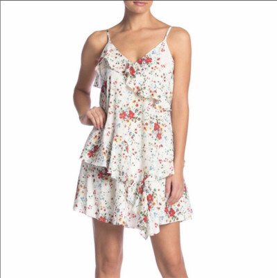 Parker Holly Dress Floral Print Ruffle Mini Length Sleeveless Size XS