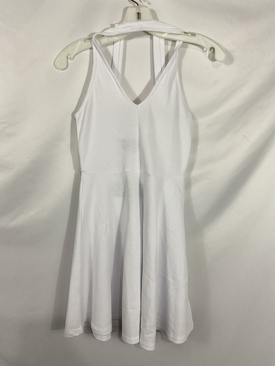 white ribbed halter dress Lovelock Halterneck Ribbed Knit Midi Dress White