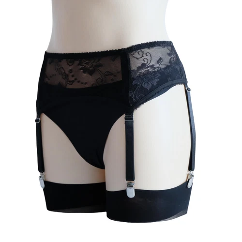 S-3XL Floral Lace Garter Belt 4 Straps Metal Clips Sexy Suspender F Thigh Highs - Picture 7 of 64