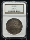 1881-S Morgan Silver Dollar NGC MS65 - Very Dark Obverse Toning