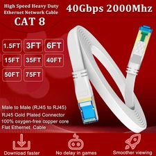 Cat 8 Flat Ethernet Cable , RJ45 High Speed Flat Internet Network LAN Cable Lot