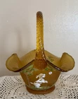 Fenton Autumn Gold Glass Puppy Play Basket P.Rider AKA Stacy Williams Enoch OOAK