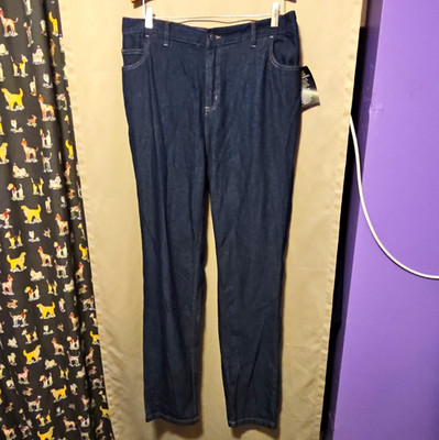 Woman Within Dark Wash Blue Denim Straight Leg Jeans w/ Pockets Plus 16W