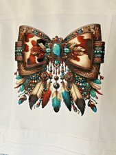 Erin London Women's White Blazer Jacket Size L Western Bow Beads Feathers