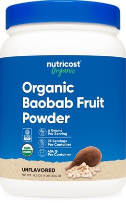 Nutricost Organic Baobab Fruit Powder (1 LB, Unflavored) - Vegan, GMO-Free