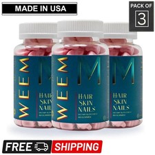 WEEM Hair Skin and Nails Gummies Biotin Vitamins Healthy Hair - Pack of 3