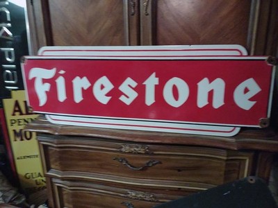 Firestone ヴィンテージ看板 50s〜60sアメリカ製 VINTAGE FIRESTONE TIRES DEALERSHIP - GAS STATION PORCELAIN SIGN