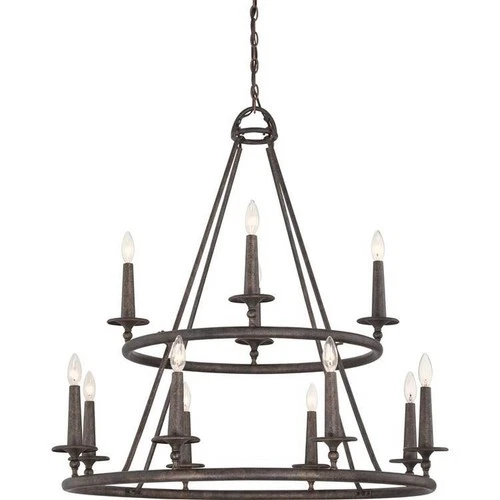 Voyager Chandelier 12 Light Steel - 36 Inches high Chandelier Quoizel Lighting - Picture 4 of 7
