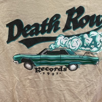 Death Row Records 1991 Graphic Men's Cotton T-Shirt Beige Short Sleeve L