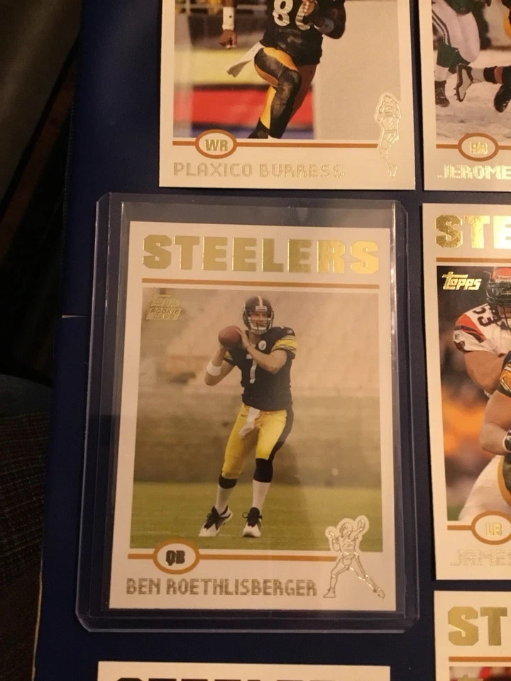 Juego completo del equipo de los Pittsburgh Steelers 2004 Topps Collection 9 Roethlisberger RC Foto 4 de 4