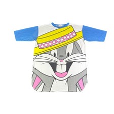 Vintage 1994 Bugs Bunny Looney Tunes Sleep Shirt Nightgown Blue White XL 90s