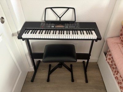 Zeny YM-288 61-Key Electronic Keyboard Stand Bench LED Display Black