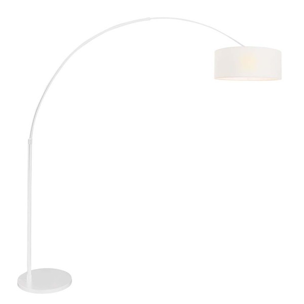 Stehleuchte Standlampe Bogenleuchte Wohnzimmerlampe Leinen Weiß H 180 Cm-image