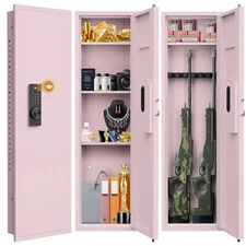 53.15" Wall Gun Safe, Digital Wall Safe Between The Studs With Dual Alarm System