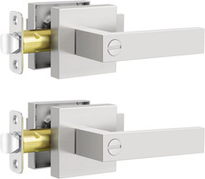 2 Pack Door Locks, Keyless Interior Door Knobs with Lock, Heavy Duty Zinc Alloy
