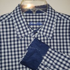Tasso Elba Dress Shirt Gingham Checkered Long Sleeve Flip Cuff Button Down Large