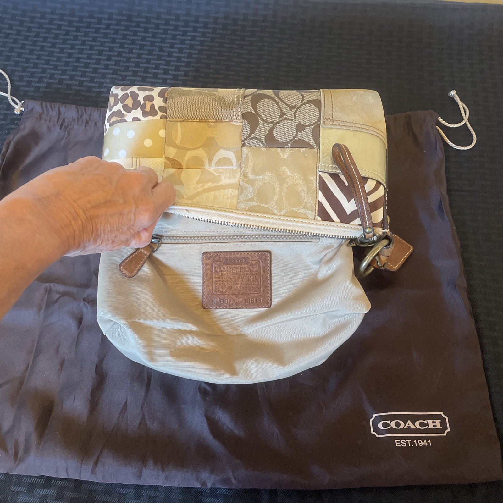 Vtg Coach Brown Gold Patchwork Monogram Animal Pr… - image 24