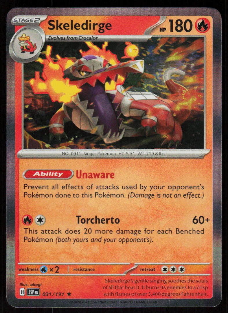 Skeledirge 031/191 Rare Surging Sparks Pokemon Holo Near Mint