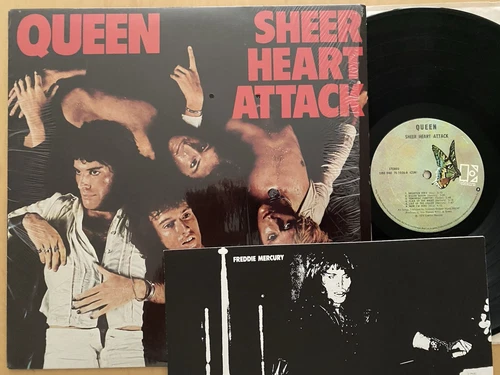 QUEEN SHEER HEART ATTACK 1974 OG PRESS CLASSIC HARD ROCK GLAM PROG SHRINK INSERT