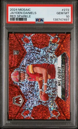 2024 Panini Mosaic - NFL Debut Jayden Daniels #272 Red Sparkle Prizm (RC) SSP