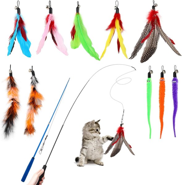 Katzenspielzeug Interaktiv 12 StüCk Mit Feder Und Glocken FüR Katzen Spielzeug-image