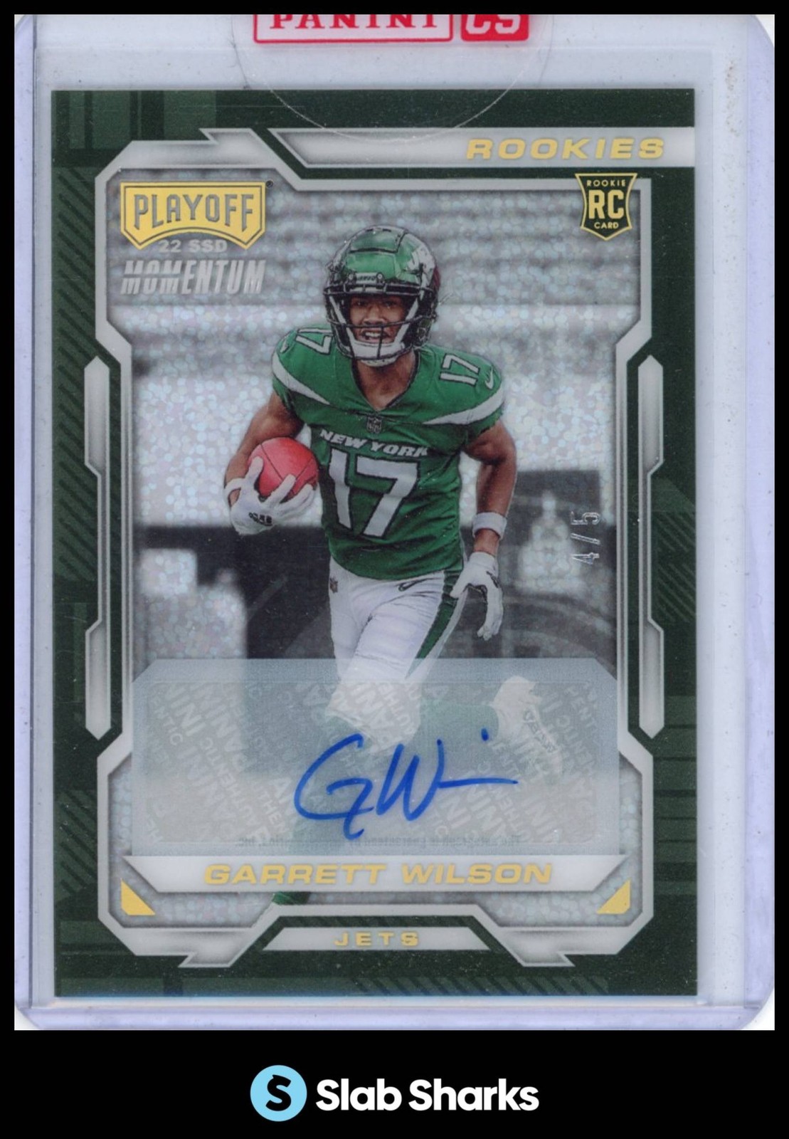 Garrett Wilson Panini Chronicles Playoff Momentum Rookies #PMR7 Autograph-Holo Gold