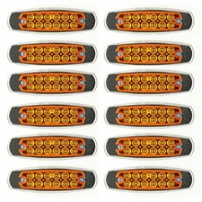 12- Amber 12 Led Sealed Side Marker Clearance Light Fish Shape Truck Trailer 12v