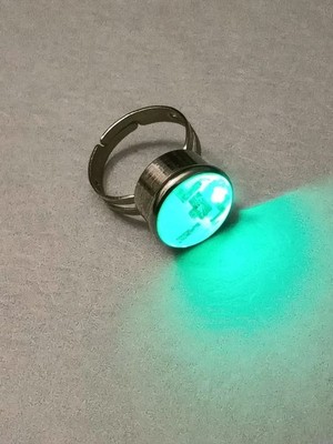 Vintage Blinking Arcade Cereal Prize Premium GREEN LED Battery Light Ring