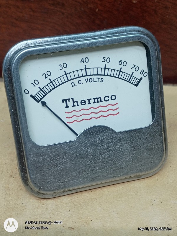 Vintage Thermco Emico DC Volt Meter - 0 To 80 Volts DC  