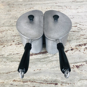 Vintage CLUB HAMMERCRAFT Aluminum Side-by-Side Half Round Sauce Pans With Lids