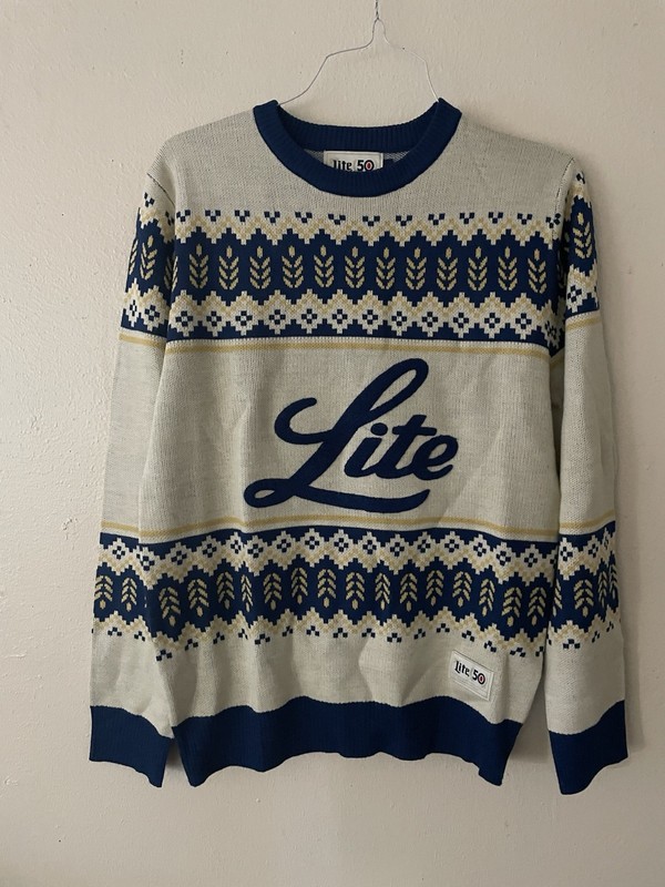Miller Lite 50 Knit Christmas Beer Sweater Women’s Size Medium