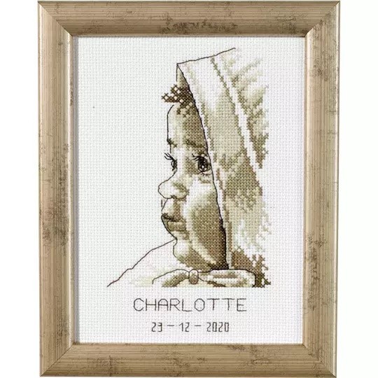 Permin Cross Stitch Kit - Baby Girl Birth Sampler