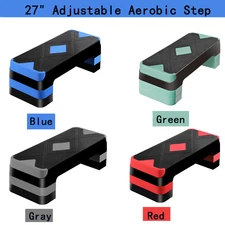 27.3 inch Aerobic Step Platform Muscle Exercise with 4 Risers Home Gym 4 Colors