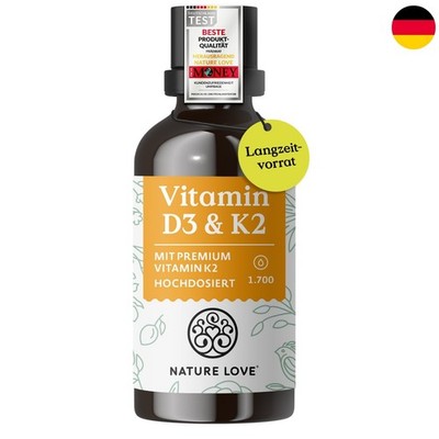NATURE LOVE  Vitamin D3 1000 I.E. + K2VITAL  99,7% all-trans - 50ml - in MCT-Öl*