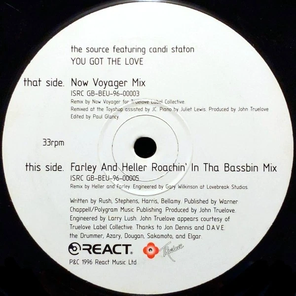 THE SOURCE - YOU GOT THE LOVE - 12” VINYL RECORD - 90S HOUSE DANCE CLASSIC DJ Foto 3 de 4