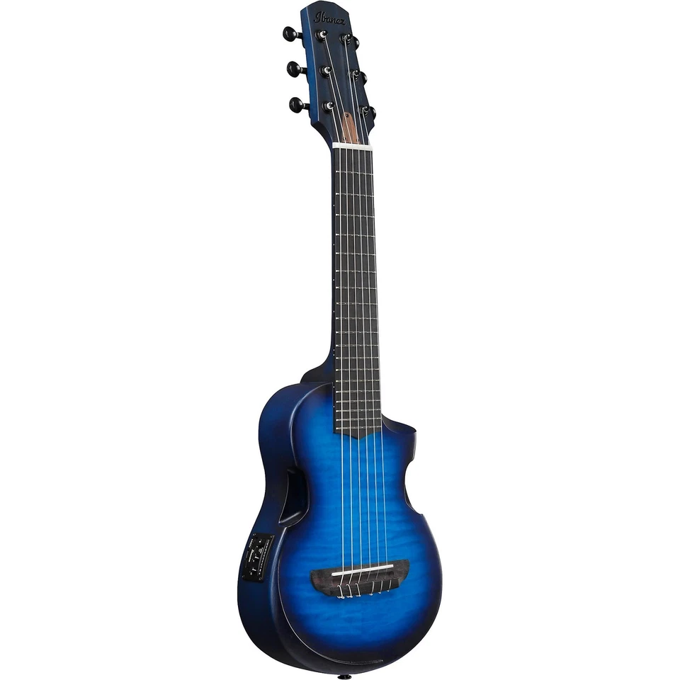 Ibanez AUP10FMNE Flamed Maple 6-String A/E Tenor Ukulele, Trans Blue Sunburst - Image 2 of 4