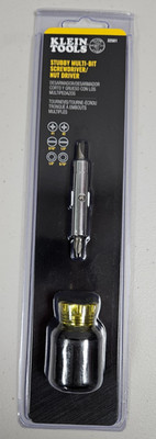 Klein Tools 32561 Multi-Bit Screwdriver Nut Driver Stubby 6-in-1 with 1/4 & 5/16