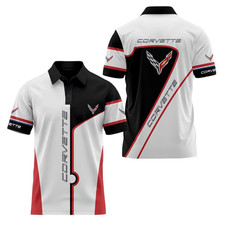 Custom Name - Men's Corvette C8 Racing Team Logo 3D Polo - All Size