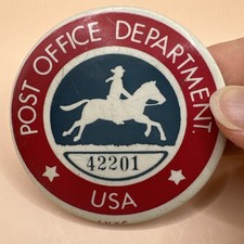 Vintage USPS Employee Pinback Badge Button # 42201 USA Post Office Department