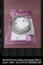 GE Neonatal DIN 3-Lead AHA 3.6m REF 2106306-001