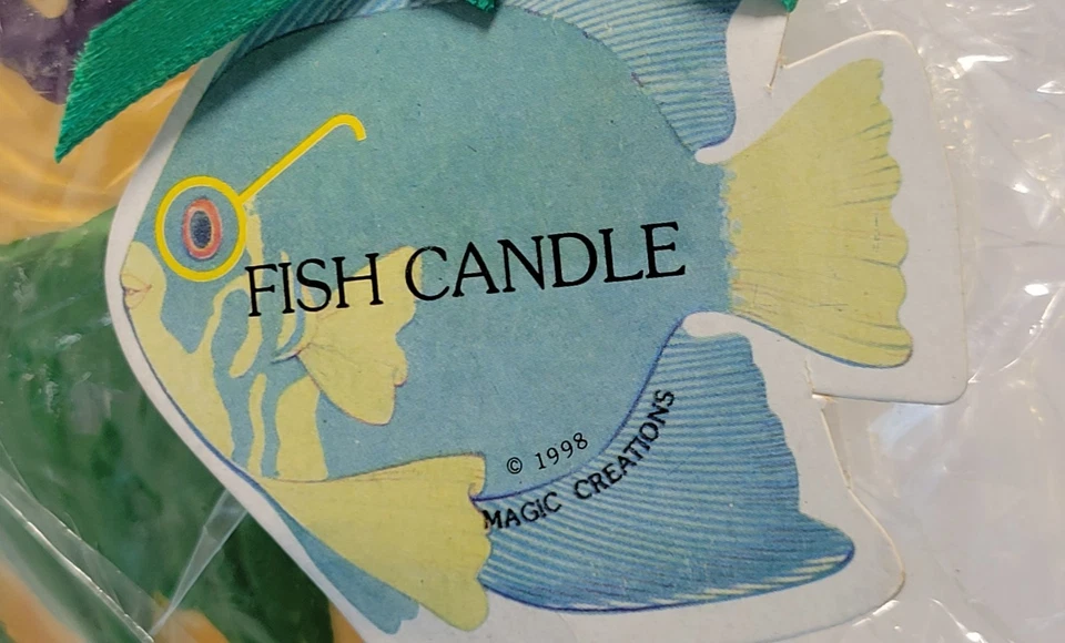 NEW MAGIC CREATIONS Yellow FISH CANDLE Flowers Citronella Fragranced Vtg 1998 - Image 2 of 4